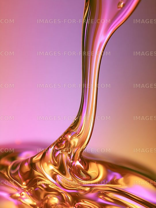 Reflective pink and gold abstract fluid sculpture