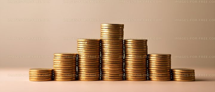 Gold coin stacks arranged like a financial growth chart
