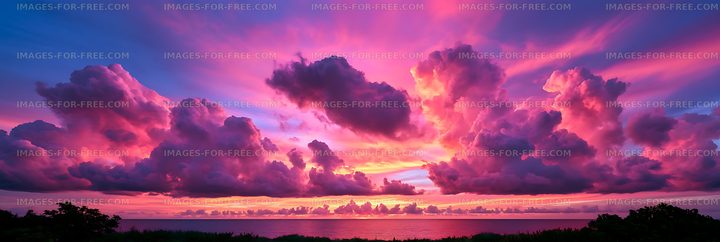 Vivid sunset cloudscape above a calm sea