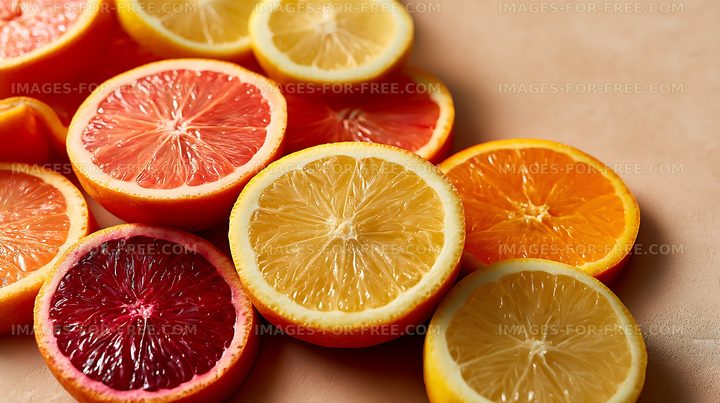 Fresh citrus slices in vibrant colors