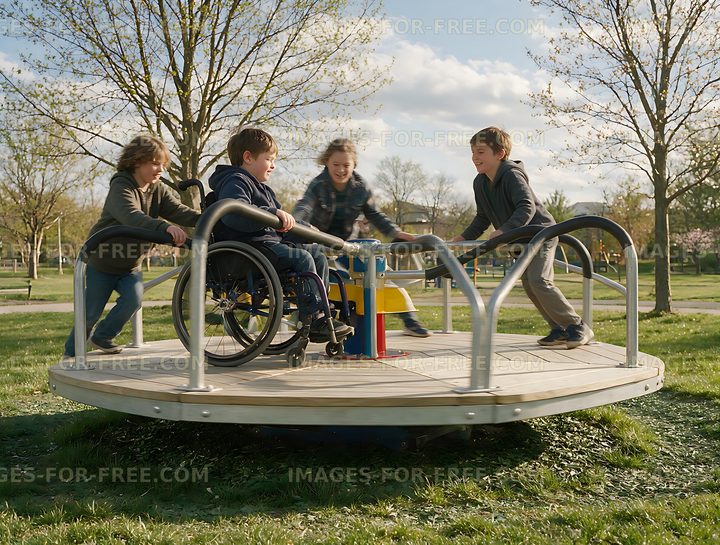 Inclusive playground fun with children and wheelchair