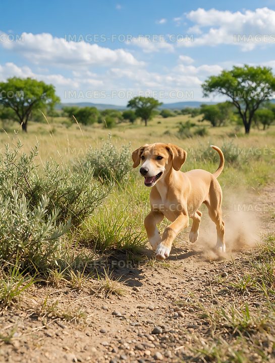 Happy Puppy Playing on a Rural Trail