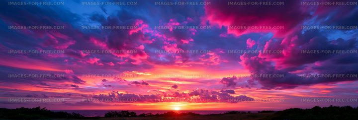 Colorful Sunset Clouds Above a Coastal Horizon