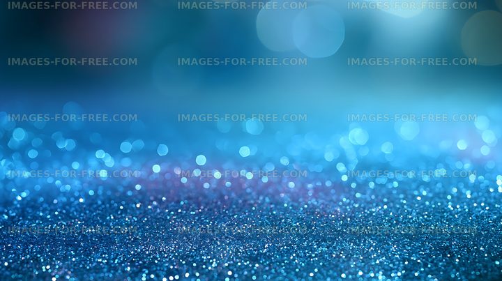 Abstract blue glitter and glowing bokeh background