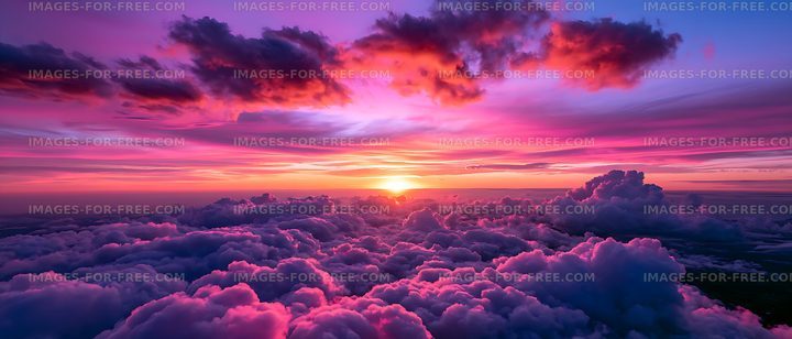 Colorful sunset over a sea of clouds