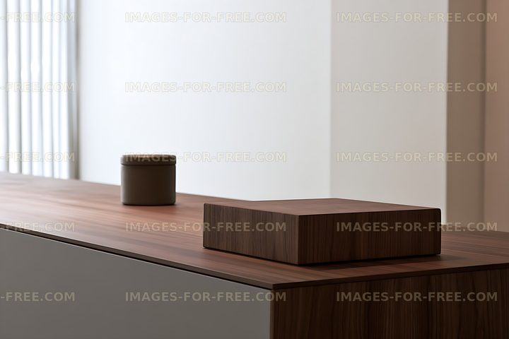 Minimalist wood furniture still life in soft light