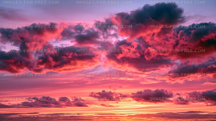 Vivid sunset cloudscape in pink and purple