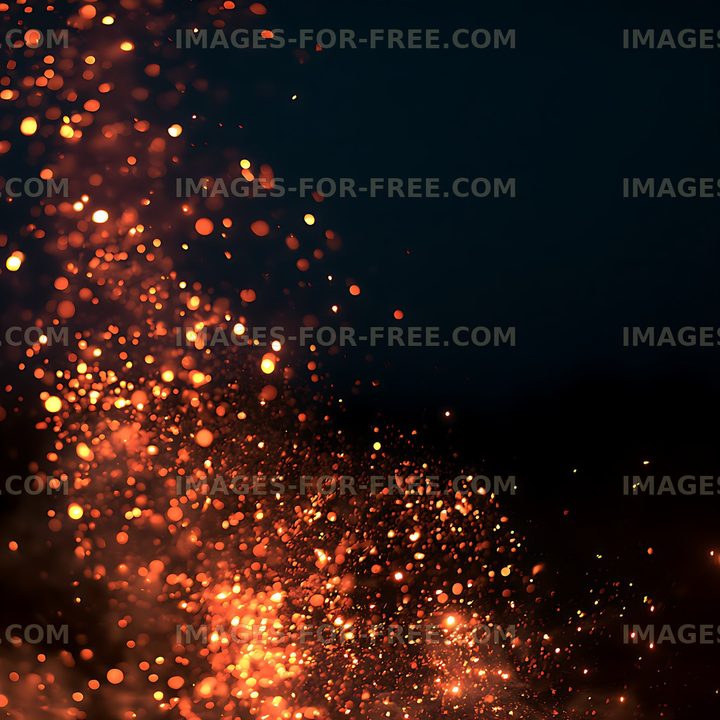 Abstract glowing embers with dark copy space