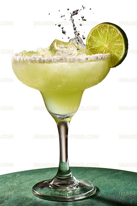 Fresh lime drink with salt rim and splashing liquid