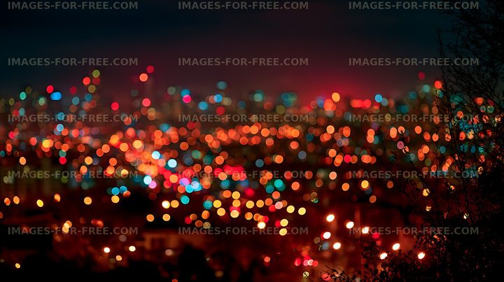 Vibrant blurred city lights at night
