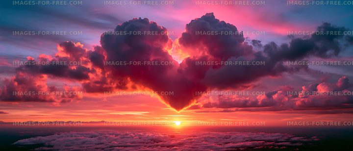 Vibrant sunset and towering clouds over a cloud layer