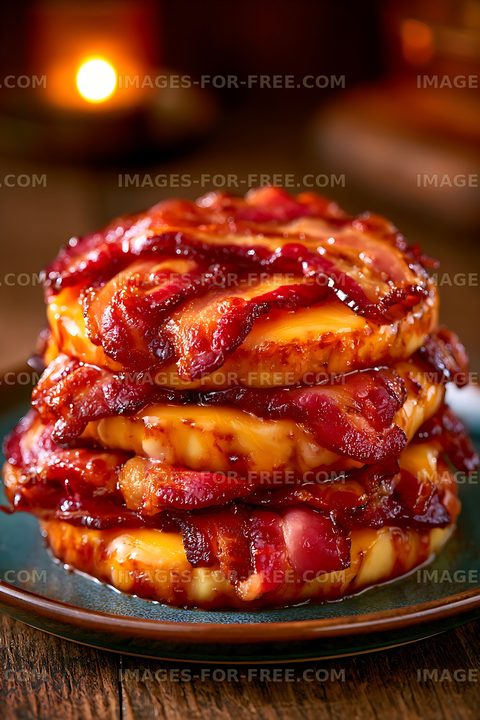 Gourmet bacon cheeseburger with melted cheese
