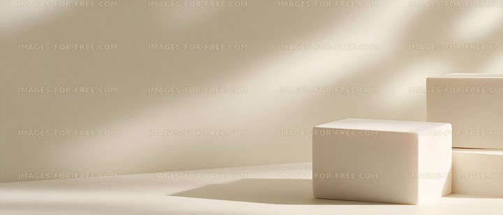 Cream geometric blocks with warm light and shadows