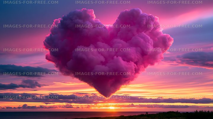 Towering purple cloud above a glowing ocean sunset