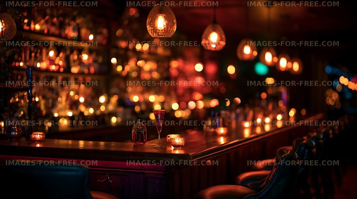 Atmospheric cocktail bar with warm ambient lighting