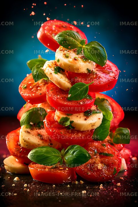 Tomato and mozzarella stack with fresh basil