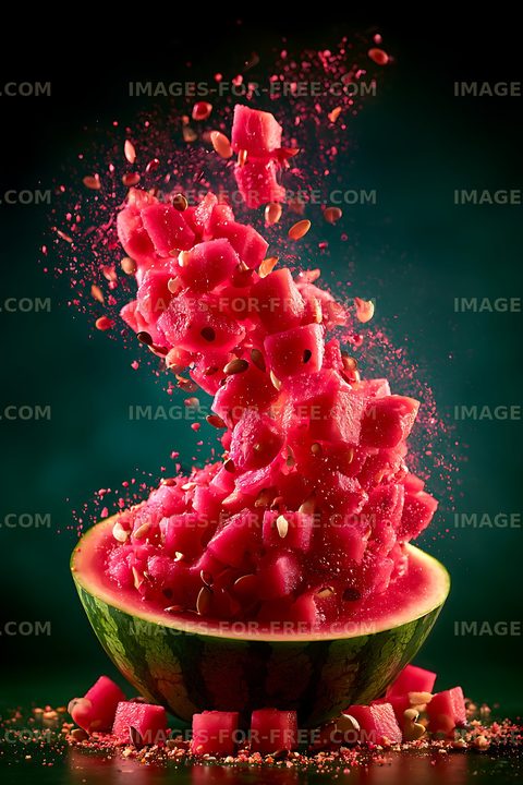 Vivid Watermelon Fruit Explosion Still Life