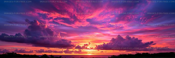 Colorful tropical sunset with dramatic clouds