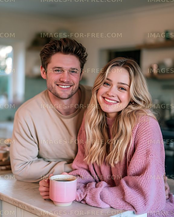 Happy couple sharing a relaxed moment over coffee