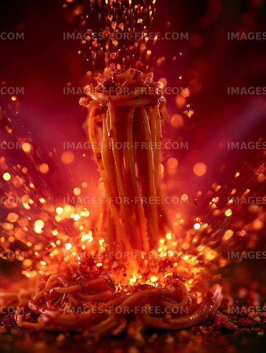 Fiery abstract liquid splash and suspended droplets