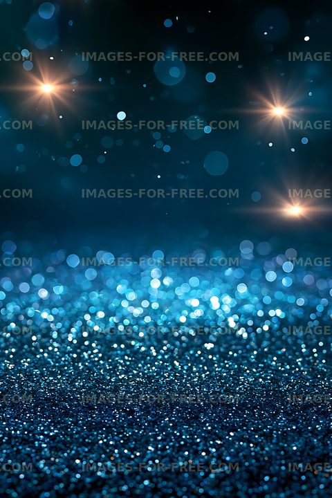 Abstract blue bokeh with sparkling light particles