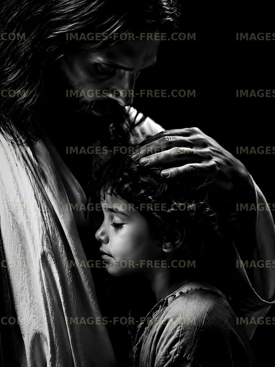 Father and child embrace in dark setting