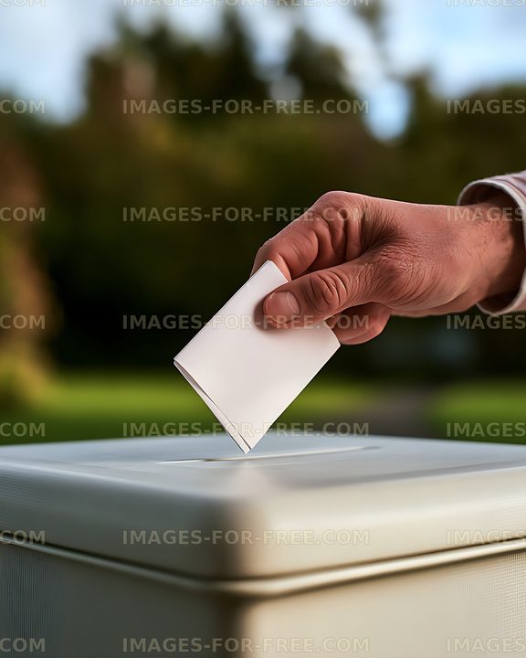 Hand Placing Blank Ballot in Voting Box