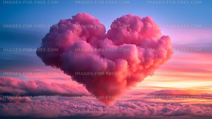 Towering pink storm cloud in a colorful sunset sky