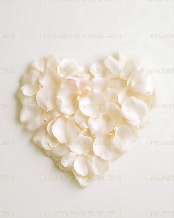 Delicate white petals arranged in a heart shape