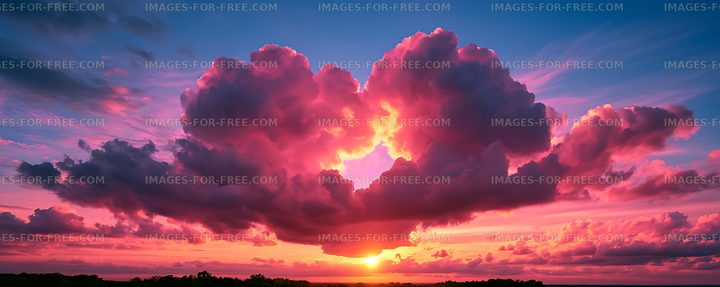 Colorful sunset with dramatic cumulus cloud formations