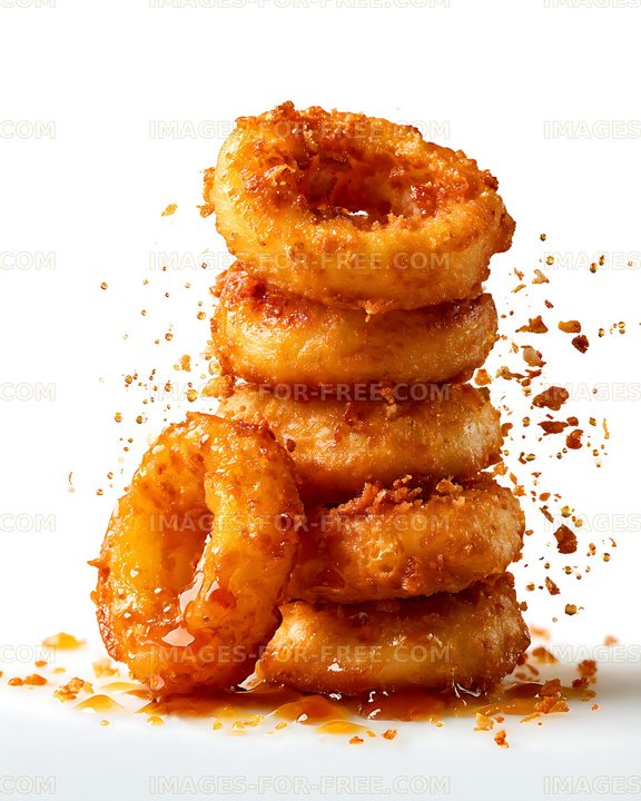 Golden glazed fried pastries stacked on white
