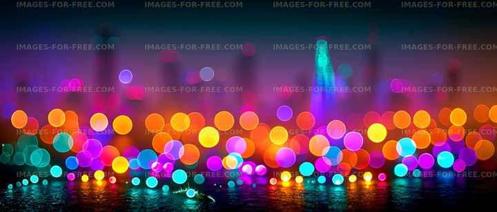 Colorful bokeh lights in a cityscape at night