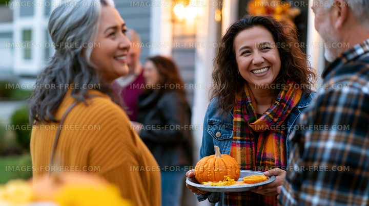 Gathering with friends during a fall celebration