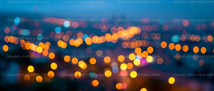 City lights blur during evening hours